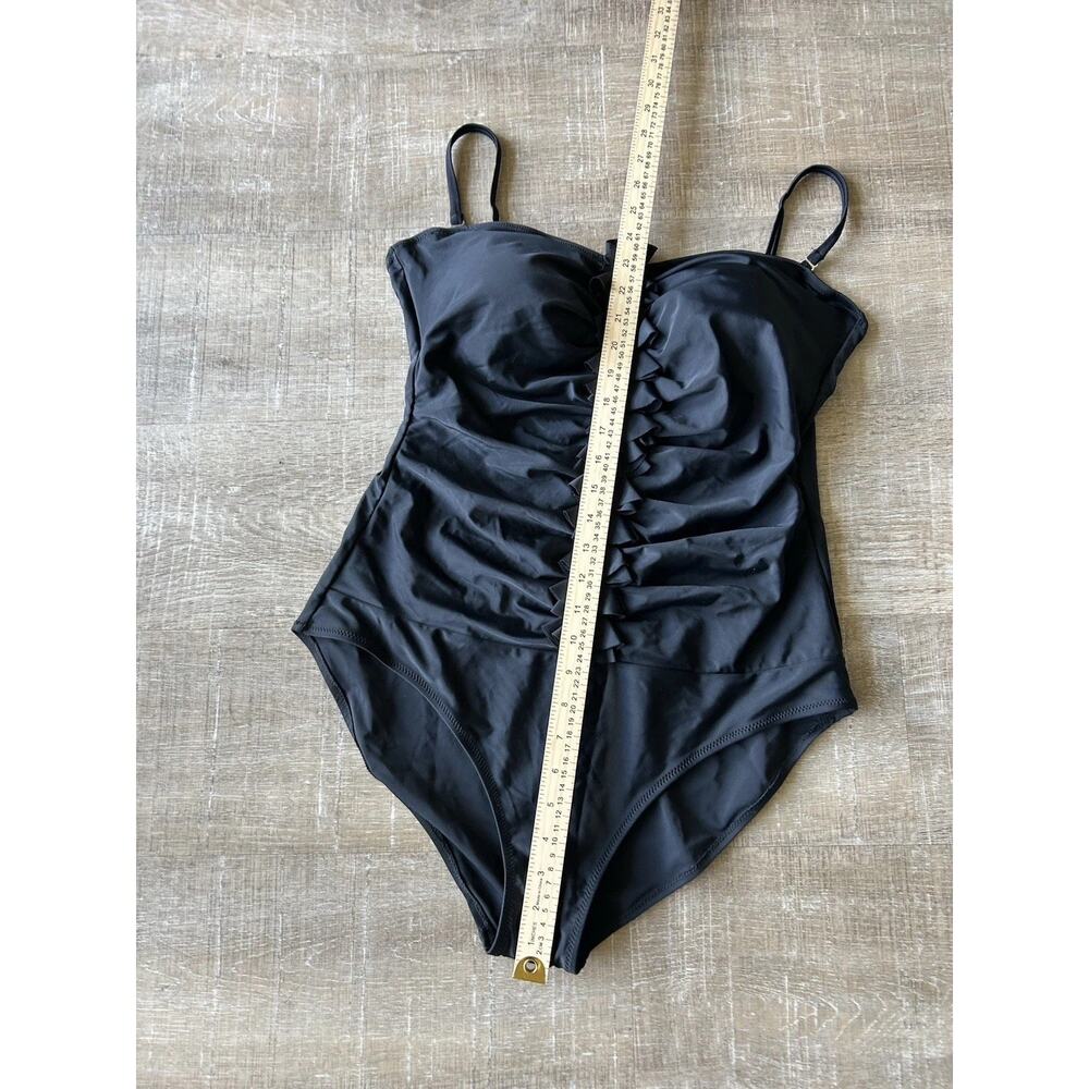 ▶️ Black One Piece Swimsuit Womens 22 Plus Ruffle Bandeau Convertible Resort NWT - Picture 11 of 14